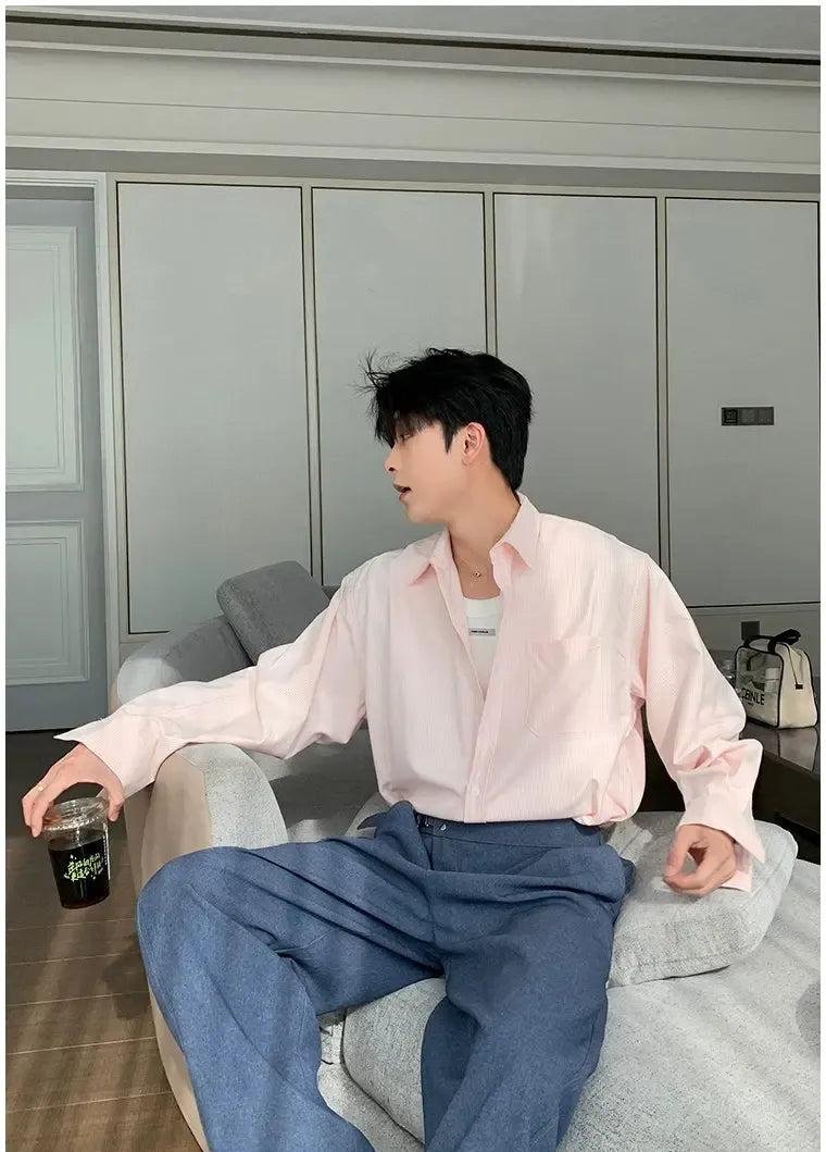 Hua Clean Fit Striped Shirt-korean-fashion-Shirt-Hua's Closet-OH Garments