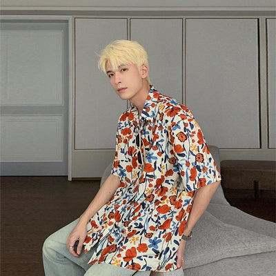 Hua Color Pop Flower Patterns Shirt-korean-fashion-Shirt-Hua's Closet-OH Garments