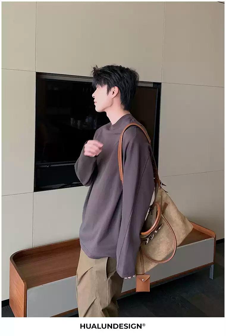 Hua Contrast Logo Embroidered T-Shirt-korean-fashion-T-Shirt-Hua's Closet-OH Garments