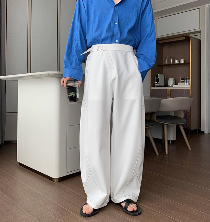 Hua Contrast Seam Tilt Zipped Pants-korean-fashion-Pants-Hua's Closet-OH Garments