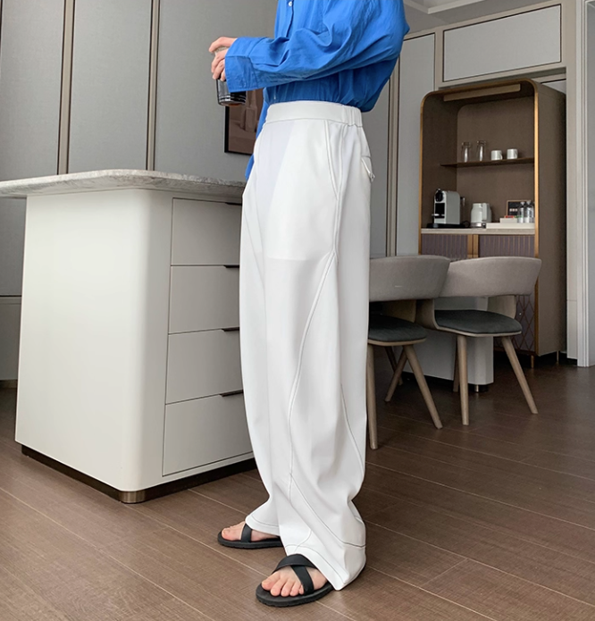 Hua Contrast Seam Tilt Zipped Pants-korean-fashion-Pants-Hua's Closet-OH Garments
