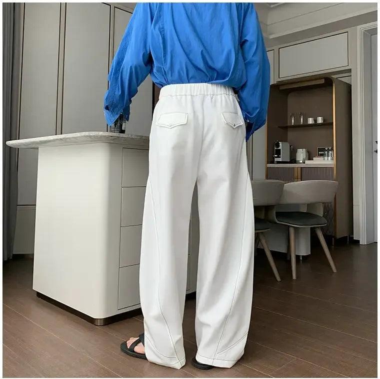 Hua Contrast Seam Tilt Zipped Pants-korean-fashion-Pants-Hua's Closet-OH Garments