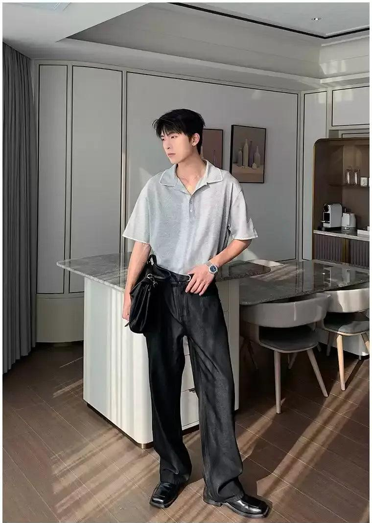 Hua Contrast Stitched Polo-korean-fashion-Polo-Hua's Closet-OH Garments
