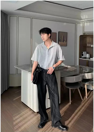 Hua Contrast Stitched Polo-korean-fashion-Polo-Hua's Closet-OH Garments