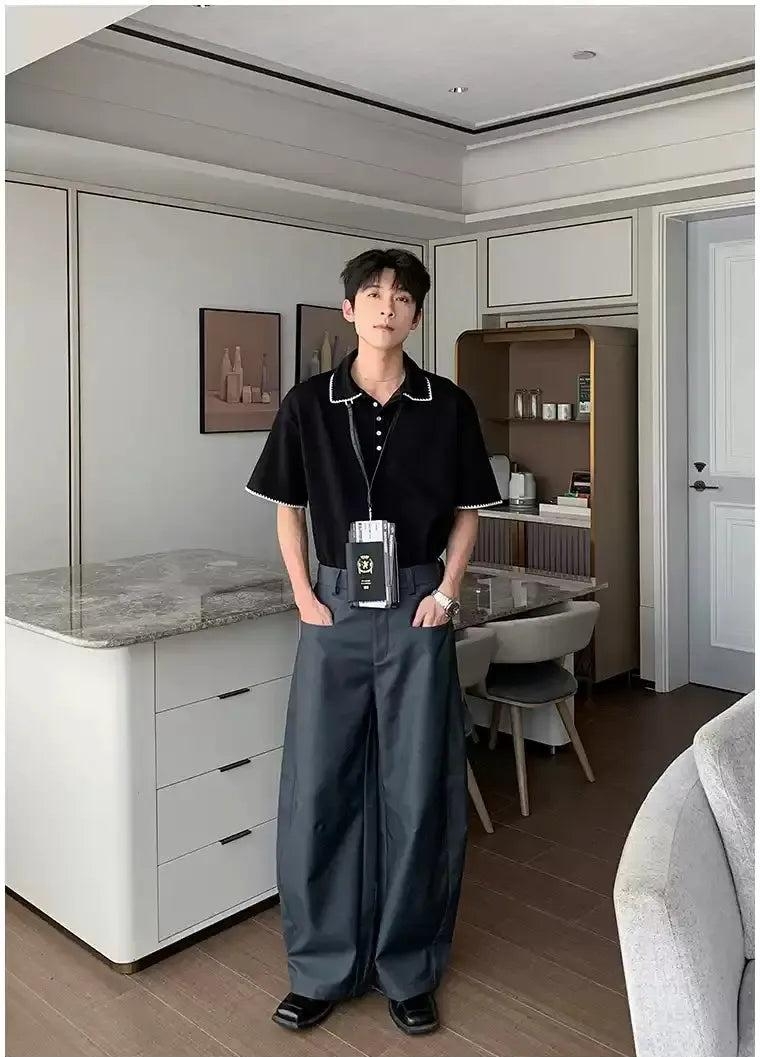 Hua Contrast Stitched Polo-korean-fashion-Polo-Hua's Closet-OH Garments