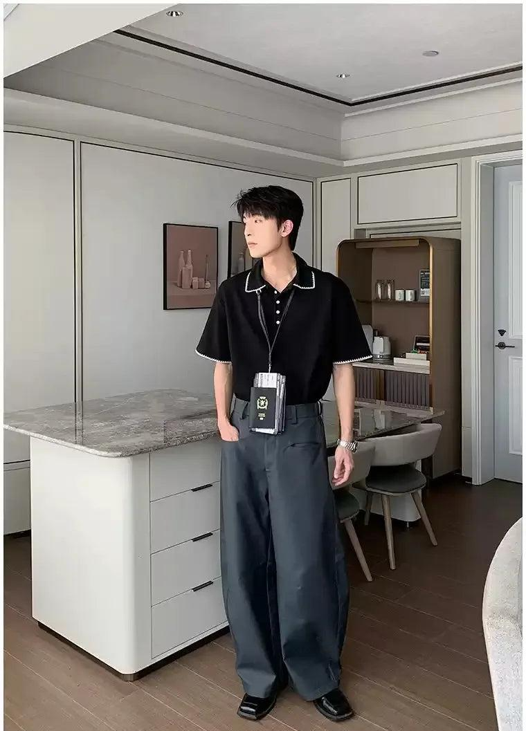 Hua Contrast Stitched Polo-korean-fashion-Polo-Hua's Closet-OH Garments