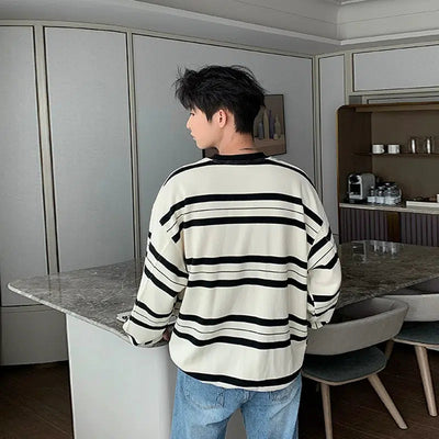 Hua Contrast Striped Long Sleeves T-Shirt-korean-fashion-T-Shirt-Hua's Closet-OH Garments
