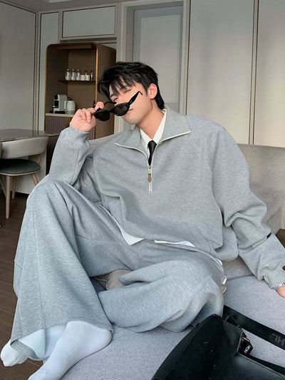 Hua Cozy Fit Half-Zip & Sweatpants Set-korean-fashion-Clothing Set-Hua's Closet-OH Garments