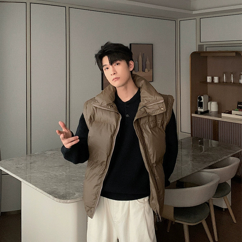 Hua Detachable Sleeves Leather Puffer Jacket-korean-fashion-Jacket-Hua's Closet-OH Garments