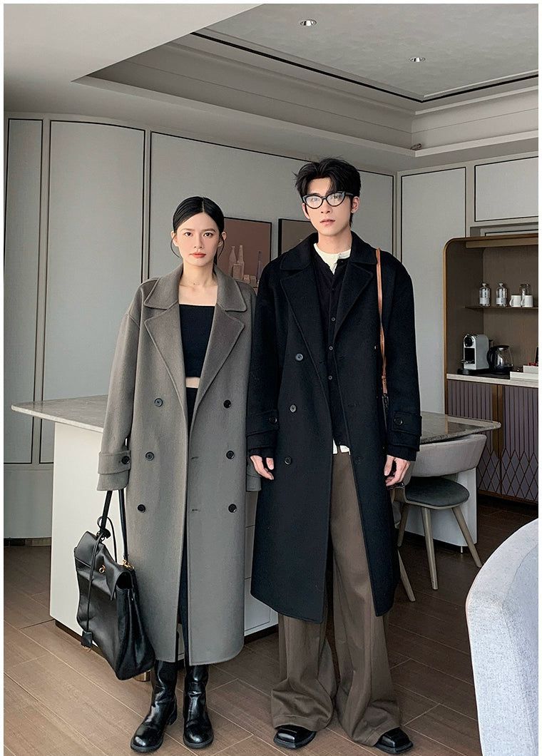 Hua Double Breasted Lapel Long Coat-korean-fashion-Long Coat-Hua's Closet-OH Garments