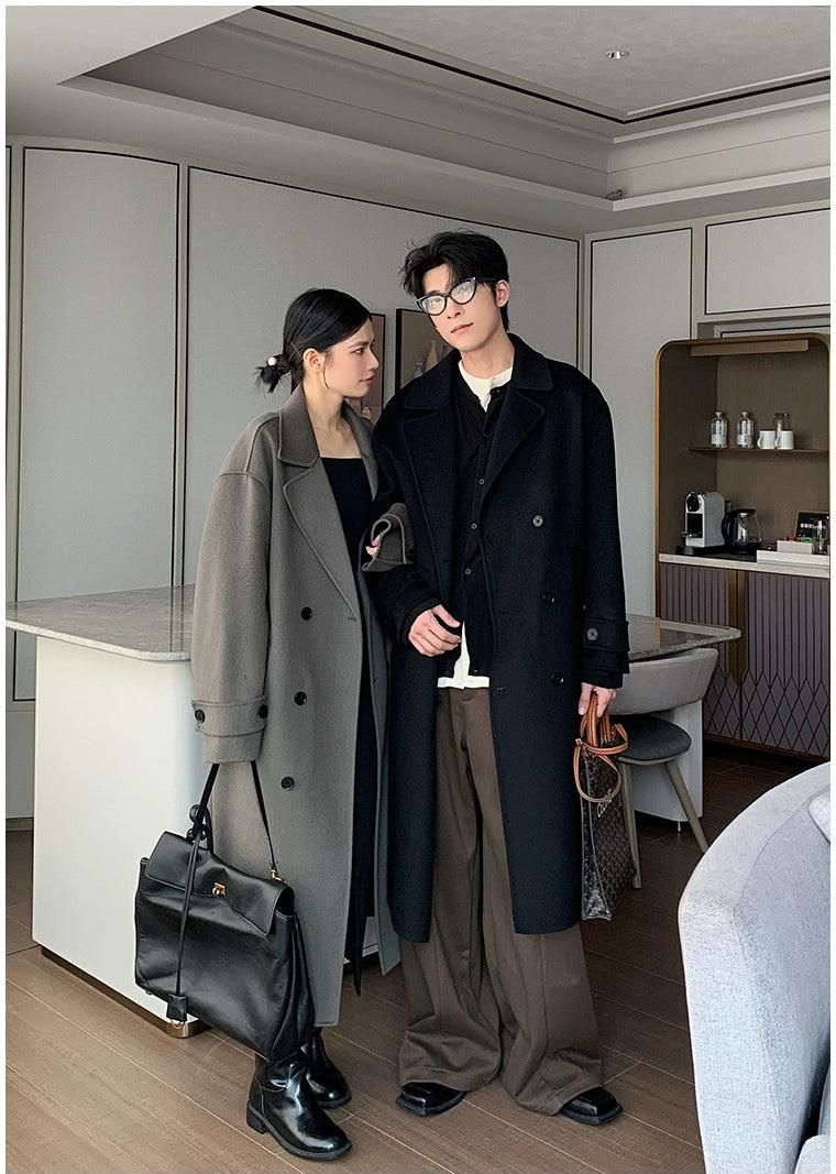 Hua Double Breasted Lapel Long Coat-korean-fashion-Long Coat-Hua's Closet-OH Garments