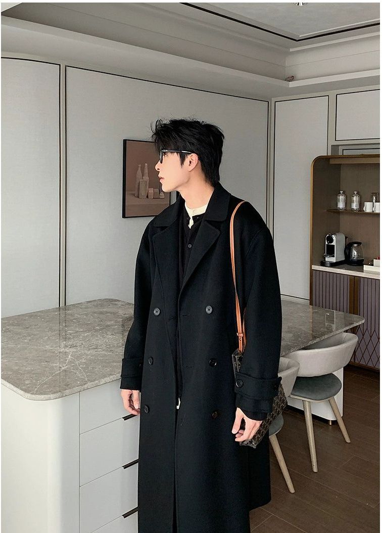 Hua Double Breasted Lapel Long Coat-korean-fashion-Long Coat-Hua's Closet-OH Garments