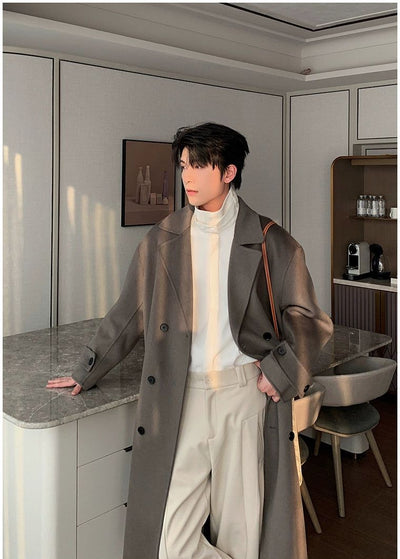 Hua Double Breasted Lapel Long Coat-korean-fashion-Long Coat-Hua's Closet-OH Garments