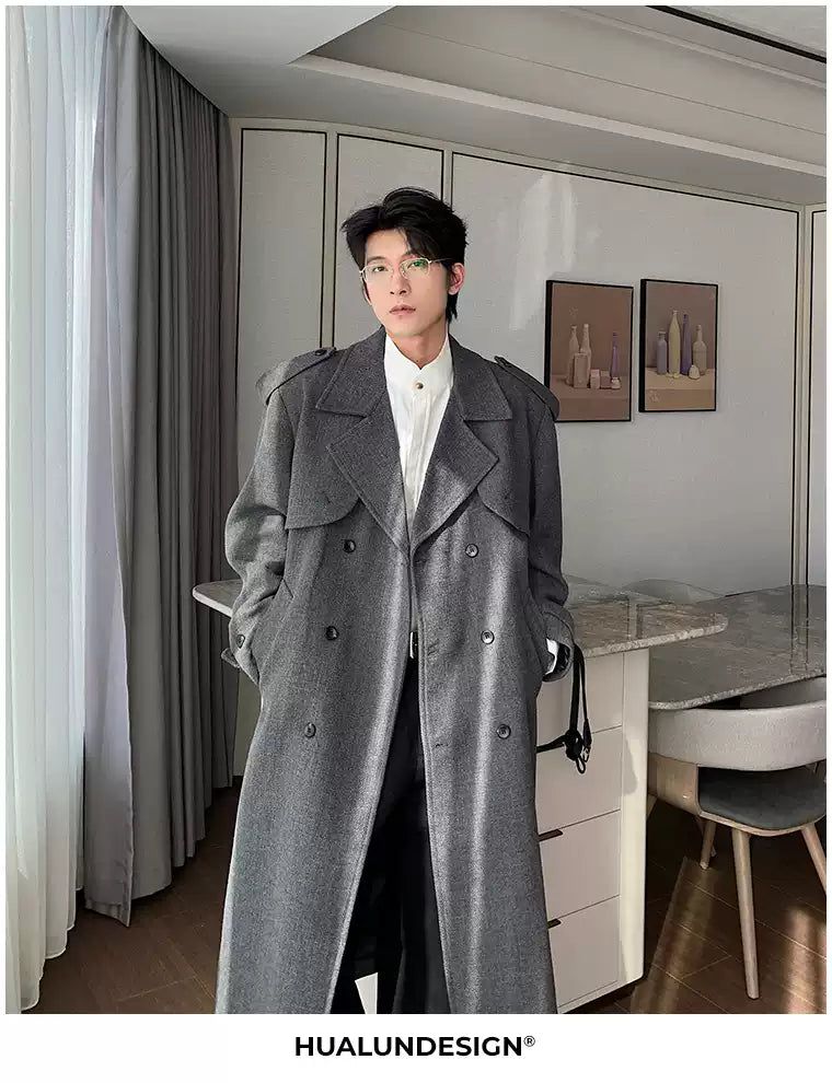 Hua Double-Breasted Windbreaker Long Coat-korean-fashion-Long Coat-Hua's Closet-OH Garments