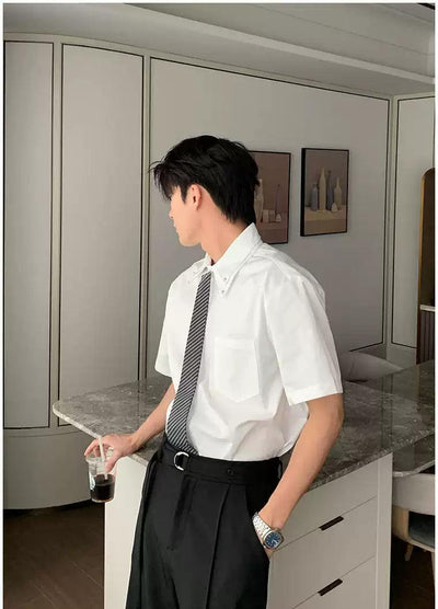 Hua Double Collar Neck-Tie Shirt-korean-fashion-Shirt-Hua's Closet-OH Garments