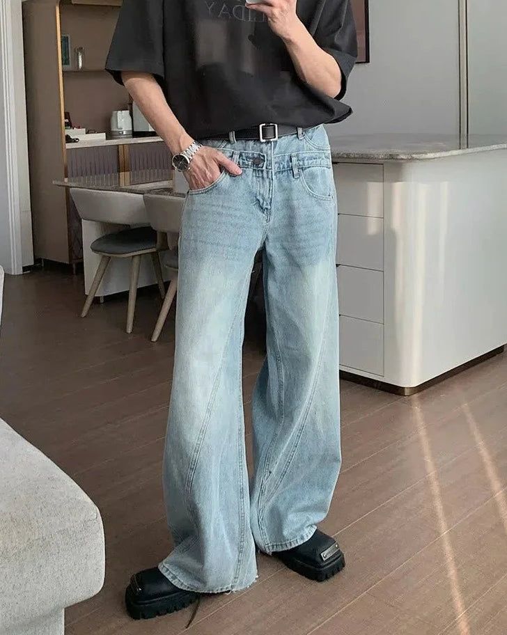 Hua Double Waist Line Jeans-korean-fashion-Jeans-Hua's Closet-OH Garments