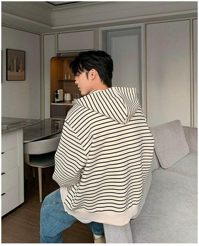 Hua Double-Zip Stripes Zip-Up Hoodie-korean-fashion-Hoodie-Hua's Closet-OH Garments