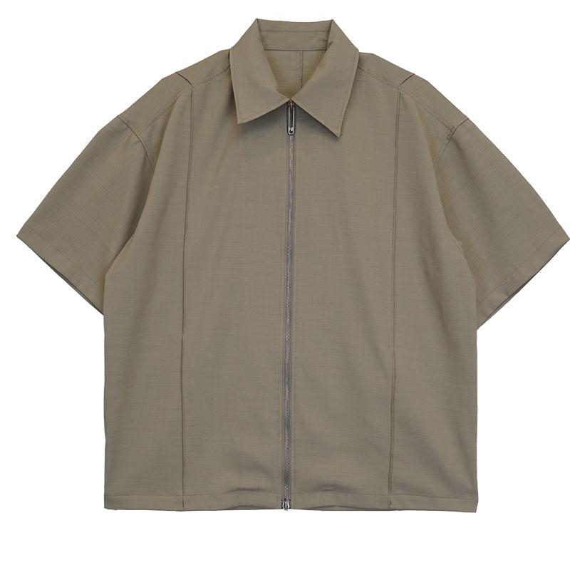 Hua Double Zipped Shirt & Shorts Set-korean-fashion-Clothing Set-Hua's Closet-OH Garments