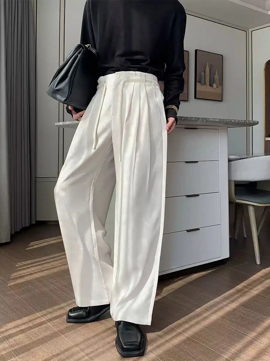 Hua Drawcord Pleated Trousers-korean-fashion-Trousers-Hua's Closet-OH Garments