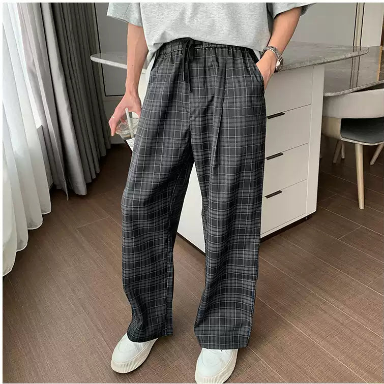 Hua Elastic Waist Plaided Pants-korean-fashion-Pants-Hua's Closet-OH Garments