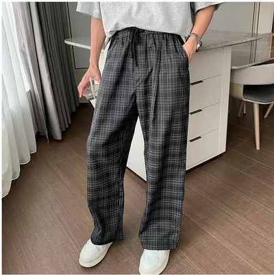 Hua Elastic Waist Plaided Pants-korean-fashion-Pants-Hua's Closet-OH Garments