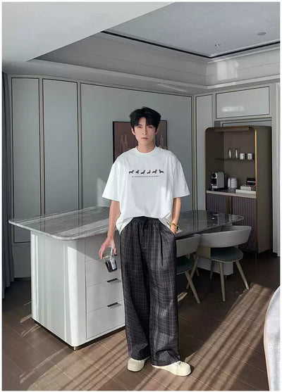 Hua Elastic Waist Plaided Pants-korean-fashion-Pants-Hua's Closet-OH Garments