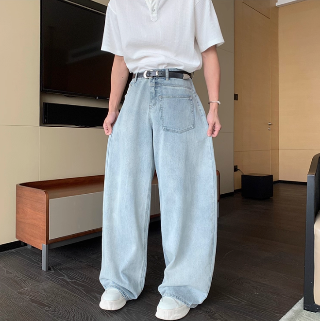 Hua Faded Asymmetric Pocket Jeans-korean-fashion-Jeans-Hua's Closet-OH Garments