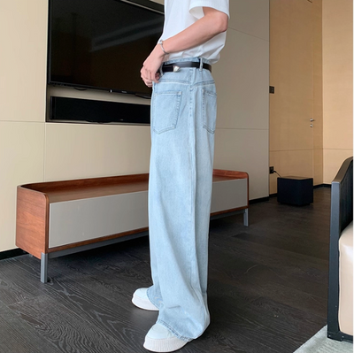 Hua Faded Asymmetric Pocket Jeans-korean-fashion-Jeans-Hua's Closet-OH Garments