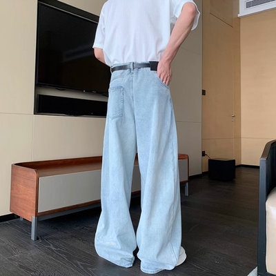 Hua Faded Asymmetric Pocket Jeans-korean-fashion-Jeans-Hua's Closet-OH Garments