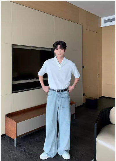 Hua Faded Asymmetric Pocket Jeans-korean-fashion-Jeans-Hua's Closet-OH Garments