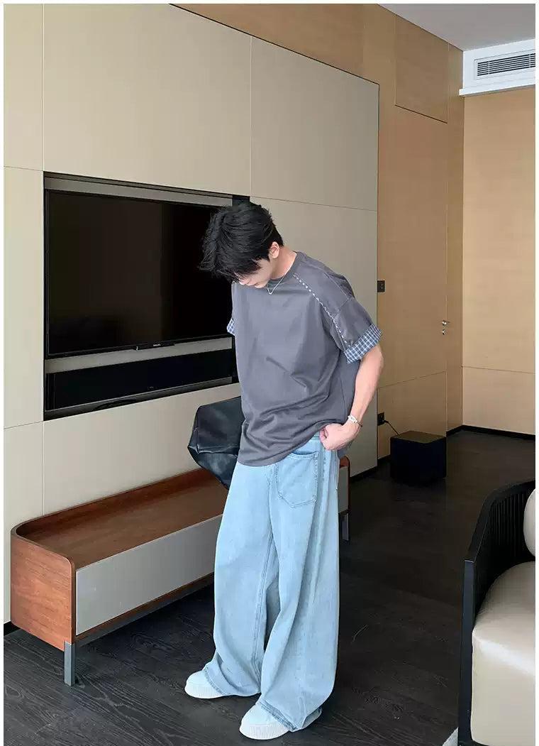 Hua Faded Asymmetric Pocket Jeans-korean-fashion-Jeans-Hua's Closet-OH Garments