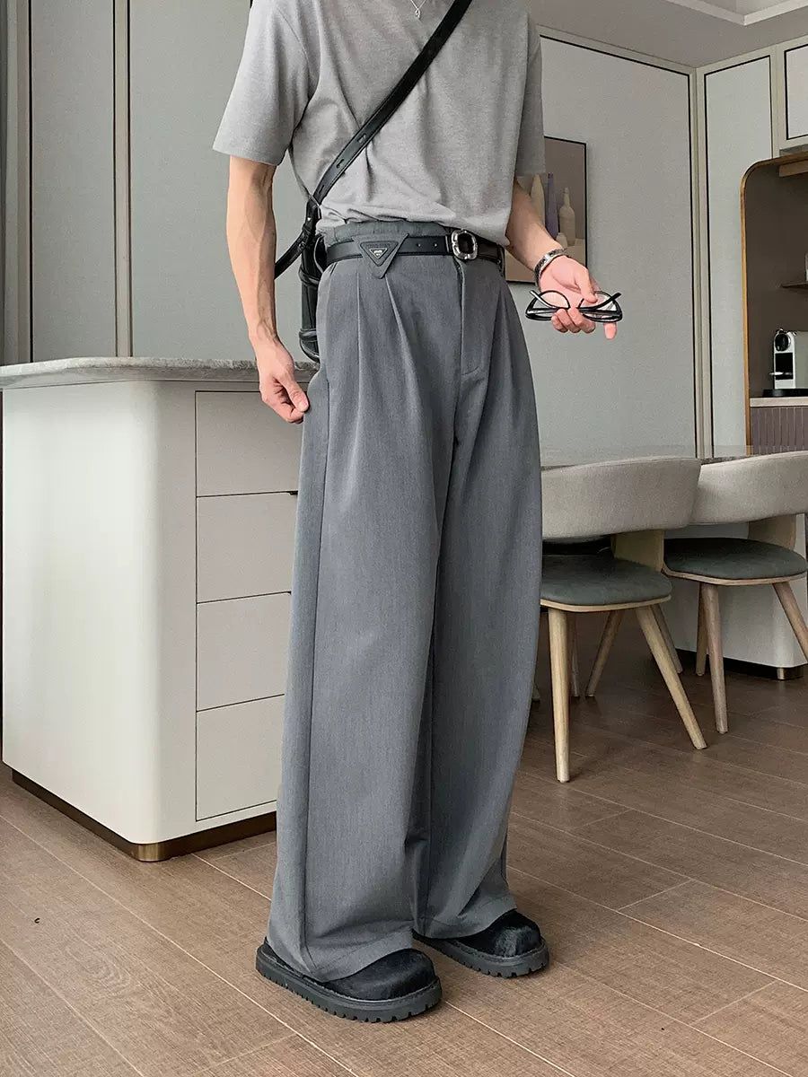 Hua Fold Pleats Drape Trousers-korean-fashion-Trousers-Hua's Closet-OH Garments