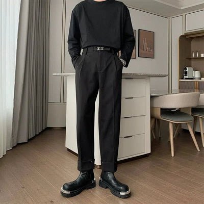 Hua Folded Hem Pleated Pants-korean-fashion-Pants-Hua's Closet-OH Garments
