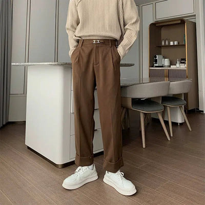 Hua Folded Hem Pleated Pants-korean-fashion-Pants-Hua's Closet-OH Garments