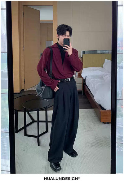 Hua Front Pleats Wide Leg Trousers-korean-fashion-Trousers-Hua's Closet-OH Garments