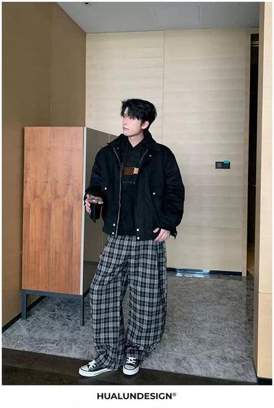 Hua Front Pocket Micro Suede Zip-Up Jacket-korean-fashion-Jacket-Hua's Closet-OH Garments