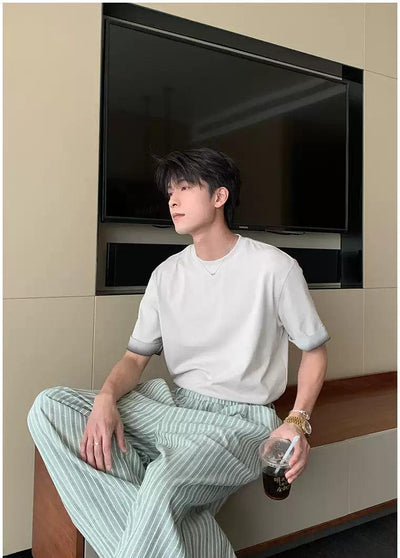Hua Gradient Hem Regular Fit T-Shirt-korean-fashion-T-Shirt-Hua's Closet-OH Garments