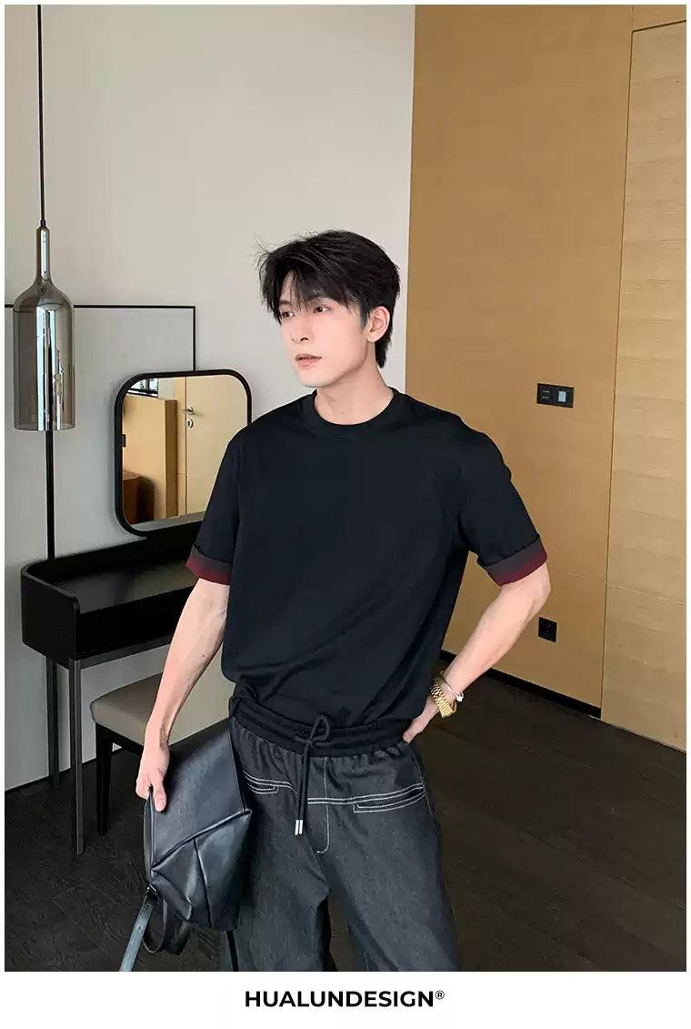 Hua Gradient Hem Regular Fit T-Shirt-korean-fashion-T-Shirt-Hua's Closet-OH Garments