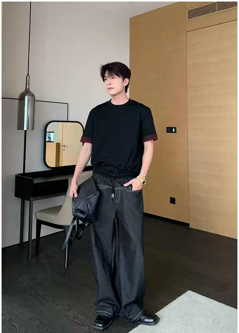 Hua Gradient Hem Regular Fit T-Shirt-korean-fashion-T-Shirt-Hua's Closet-OH Garments