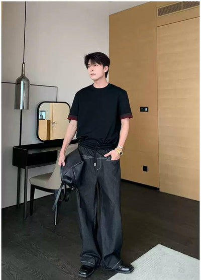 Hua Gradient Hem Regular Fit T-Shirt-korean-fashion-T-Shirt-Hua's Closet-OH Garments