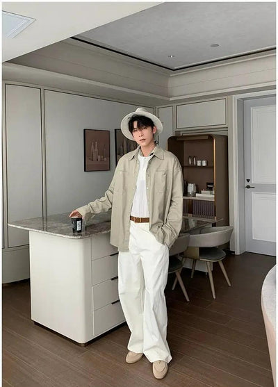 Hua Grudged Breast Pockets Denim Shirt-korean-fashion-Shirt-Hua's Closet-OH Garments