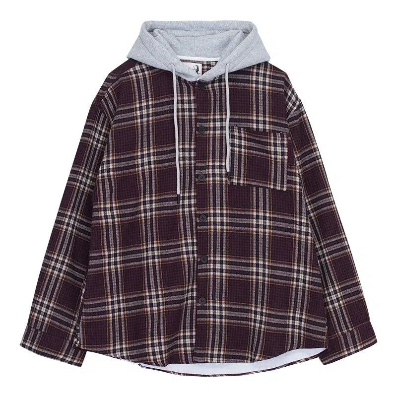Hua Hooded Plaid Comfty Fit Jacket-korean-fashion-Jacket-Hua's Closet-OH Garments