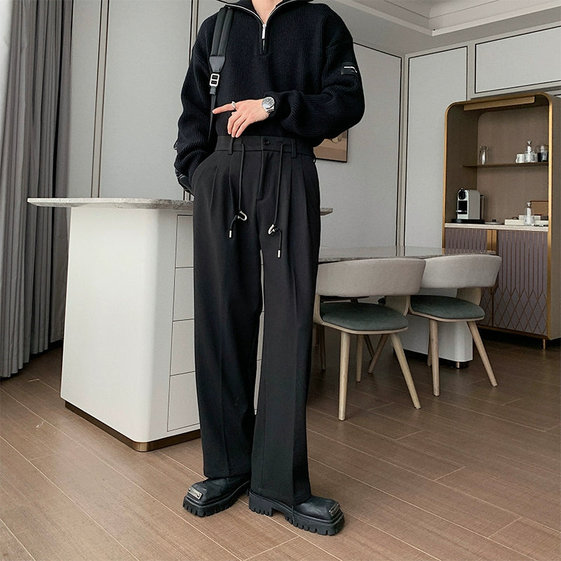 Hua Irregular Drawstring Wide Trousers-korean-fashion-Pants-Hua's Closet-OH Garments