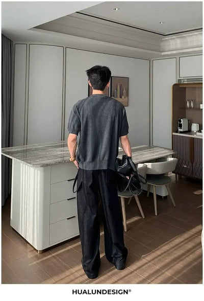 Hua Irregular Pocket Straight Pants-korean-fashion-Pants-Hua's Closet-OH Garments