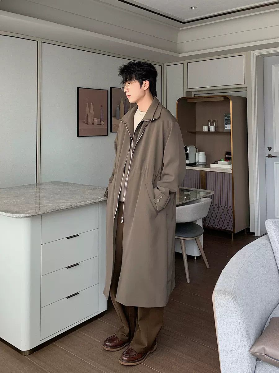 Hua Layered Zip-Up Long Coat-korean-fashion-Long Coat-Hua's Closet-OH Garments