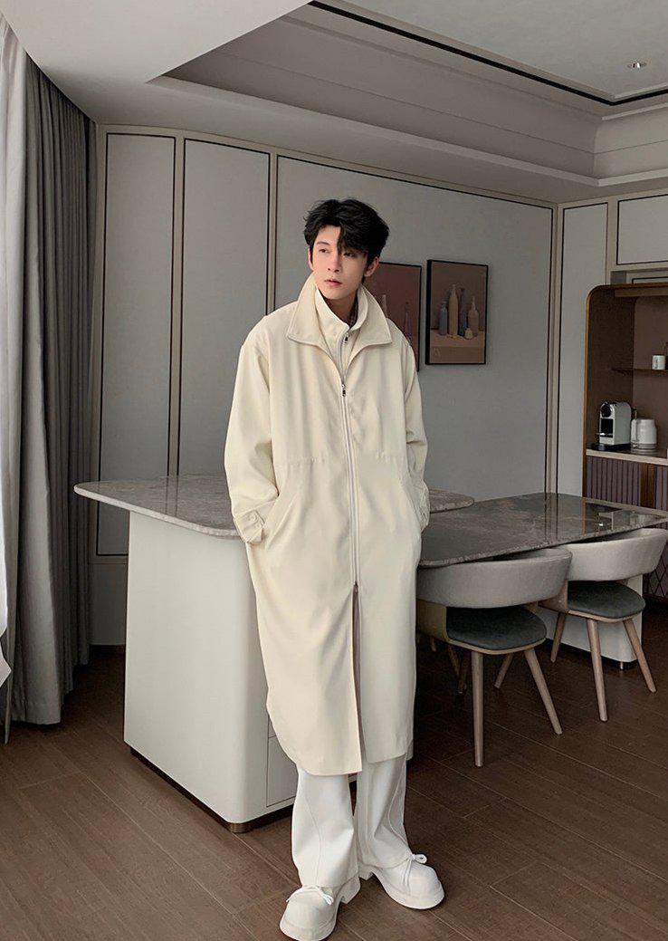 Hua Layered Zip-Up Long Coat-korean-fashion-Long Coat-Hua's Closet-OH Garments