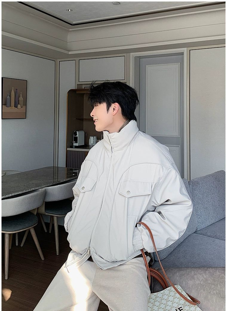 Hua Light Weight Ruched Hem Down Jacket-korean-fashion-Jacket-Hua's Closet-OH Garments