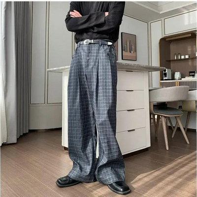 Hua Loose Fit Plaid Pattern Pants-korean-fashion-Pants-Hua's Closet-OH Garments