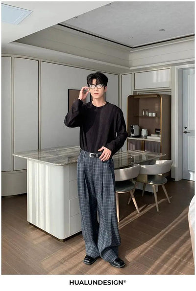 Hua Loose Fit Plaid Pattern Pants-korean-fashion-Pants-Hua's Closet-OH Garments