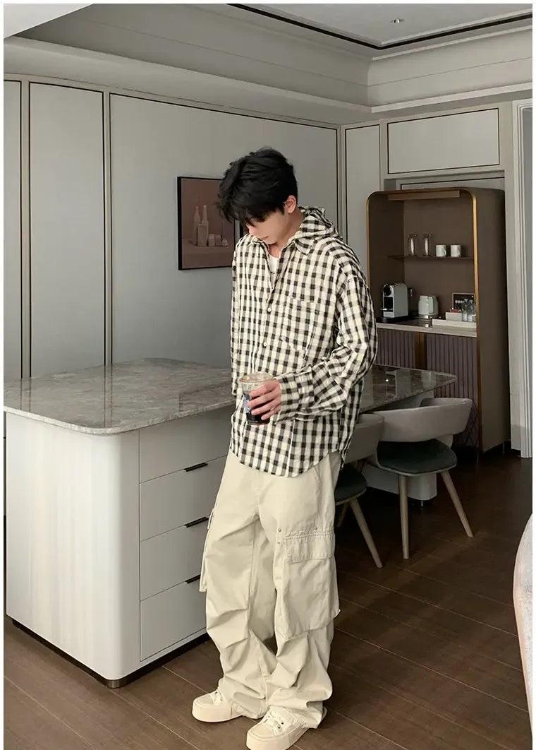 Hua Loose Fit Pleated Cargo Jeans-korean-fashion-Jeans-Hua's Closet-OH Garments